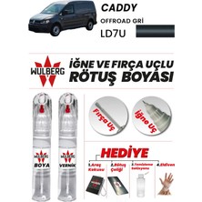 Wulberg Volkswagen Caddy Offroad Gri LD7U Rötuş Boya 25 ml + Vernik Iğne & Fırça Uçlu Kalıcı Çizik Giderici