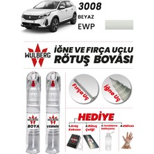 Wulberg Peugeot 3008 Beyaz Ewp Rötuş Boya 25 ml + Vernik Iğne & Fırça Uçlu Kalıcı Çizik Giderici