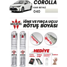 Wulberg Toyota Corolla Kar Beyaz 040 Rötuş Boya 25 ml + Vernik Iğne & Fırça Uçlu Kalıcı Çizik Giderici