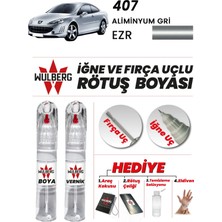 Wulberg Peugeot 407 Alüminyum Gri Ezr Rötuş Boya 25 ml + Vernik Iğne & Fırça Uçlu Kalıcı Çizik Giderici