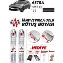 Wulberg Opel Astra Teknik Gri 177 Rötuş Boya 25 ml + Vernik Iğne & Fırça Uçlu Kalıcı Çizik Giderici