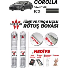 Wulberg Toyota Corolla Granit Gri 1c3 Rötuş Boya 25 ml + Vernik Iğne & Fırça Uçlu Kalıcı Çizik Giderici