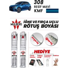 Wulberg Peugeot 308 Resif Mavi Kmf Rötuş Boya 25 ml + Vernik Iğne & Fırça Uçlu Kalıcı Çizik Giderici