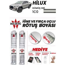 Wulberg Toyota Hılux Gümüş Gri 1c0 Rötuş Boya 25 ml + Vernik Iğne & Fırça Uçlu Kalıcı Çizik Giderici