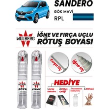 Wulberg Renault Sandero Gök Mavi Rpl Rötuş Boya 25 ml + Vernik Iğne & Fırça Uçlu Kalıcı Çizik Giderici