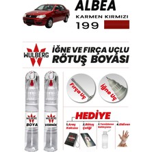 Wulberg Fiat Albea Karmen Kırmızı 199 Rötuş Boya 25 ml + Vernik Iğne & Fırça Uçlu Kalıcı Çizik Giderici