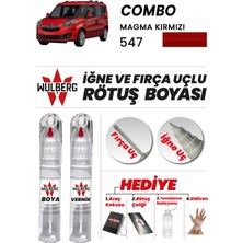 Wulberg Opel Combo Magma Kırmızı 547 Rötuş Boya 25 ml + Vernik Iğne & Fırça Uçlu Kalıcı Çizik Giderici