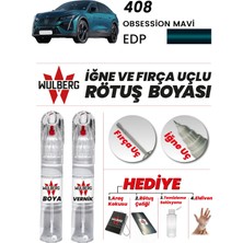 Wulberg Peugeot 408 Obsession Mavi Edp Rötuş Boya 25 ml + Vernik Iğne & Fırça Uçlu Kalıcı Çizik Giderici