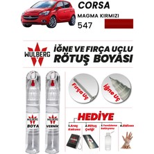 Wulberg Opel Corsa Magma Kırmızı 547 Rötuş Boya 25 ml + Vernik Iğne & Fırça Uçlu Kalıcı Çizik Giderici