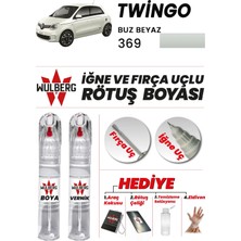 Wulberg Renault Twingo Buz Beyaz 369 Rötuş Boya 25 ml + Vernik Iğne & Fırça Uçlu Kalıcı Çizik Giderici