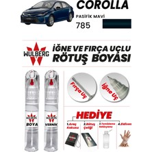 Wulberg Toyota Corolla Pasifik Mavi 785 Rötuş Boya 25 ml + Vernik Iğne & Fırça Uçlu Kalıcı Çizik Giderici