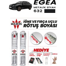 Wulberg Fiat Egea Metalik Siyah 632 Rötuş Boya 25 ml + Vernik Iğne & Fırça Uçlu Kalıcı Çizik Giderici