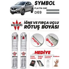 Wulberg Renault Symbol Platin Gri D69 Rötuş Boya 25 ml + Vernik Iğne & Fırça Uçlu Kalıcı Çizik Giderici