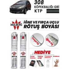 Wulberg Peugeot 308 Köpekbalığı Gri Ktp Rötuş Boya 25 ml + Vernik Iğne & Fırça Uçlu Kalıcı Çizik Giderici