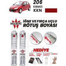 Wulberg Peugeot 206 Kırmızı Kkn Rötuş Boya 25 ml + Vernik Iğne & Fırça Uçlu Kalıcı Çizik Giderici