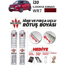 Wulberg Hyundai I20 Ejderha Kırmızı Wr7 Rötuş Boya 25 ml + Vernik Iğne & Fırça Uçlu Kalıcı Çizik Giderici