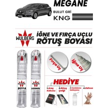 Wulberg Renault Megane Bulut Gri Kng Rötuş Boya 25 ml + Vernik Iğne & Fırça Uçlu Kalıcı Çizik Giderici