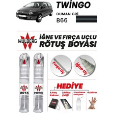 Wulberg Renault Twingo Duman Gri B66 Rötuş Boya 25 ml + Vernik Iğne & Fırça Uçlu Kalıcı Çizik Giderici