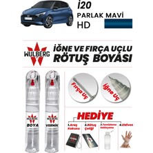 Wulberg Hyundai I20 Parlak Mavi Hd Rötuş Boya 25 ml + Vernik Iğne & Fırça Uçlu Kalıcı Çizik Giderici