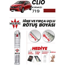 Wulberg Renault Clio Kırmızı 719 Rötuş Boya 25 ml Iğne & Fırça Uçlu Kalıcı Çizik Giderici Rutuş