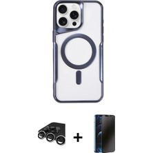 Marsilyan™- iPhone 15 Pro Max Kılıf Yadigar Klasik Özel Seri - Siyah 3D Antistatik Hayalet Cam Ekran Koruyucu + Raze Metal Kamera Lens - Gs