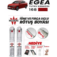 Wulberg Fiat Egea Tutku Kırmızısı 168 Rötuş Boya 25 ml + Vernik Iğne & Fırça Uçlu Kalıcı Çizik Giderici