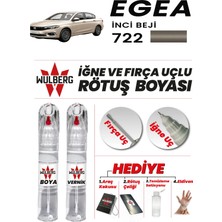 Wulberg Fiat Egea Inci Beji 722 Rötuş Boya 25 ml + Vernik Iğne & Fırça Uçlu Kalıcı Çizik Giderici