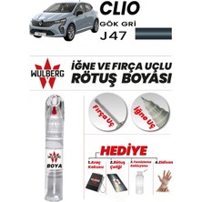 Wulberg Renault Clio Gök Gri J47 Rötuş Boya 25 ml Iğne & Fırça Uçlu Kalıcı Çizik Giderici Rutuş