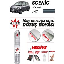 Wulberg Renault Scenic Gök Gri J47 Rötuş Boya 25 ml Iğne & Fırça Uçlu Kalıcı Çizik Giderici Rutuş