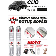 Wulberg Renault Clio Sedefli Siyah 676 Rötuş Boya 25 ml + Vernik Iğne & Fırça Uçlu Kalıcı Çizik Giderici