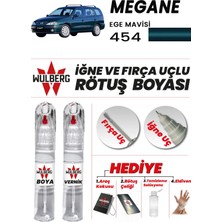 Wulberg Renault Megane Ege Mavisi 454 Rötuş Boya 25 ml + Vernik Iğne & Fırça Uçlu Kalıcı Çizik Giderici
