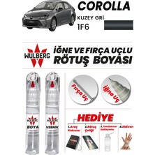 Wulberg Toyota Corolla Kuzey Gri 1f6 Rötuş Boya 25 ml + Vernik Iğne & Fırça Uçlu Kalıcı Çizik Giderici