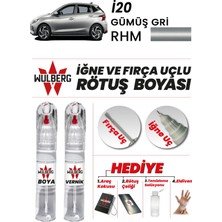 Wulberg Hyundai I20 Gümüş Gri Rhm Rötuş Boya 25 ml + Vernik Iğne & Fırça Uçlu Kalıcı Çizik Giderici