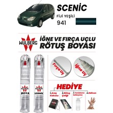 Wulberg Renault Scenic Fiji Yeşili 941 Rötuş Boya 25 ml + Vernik Iğne & Fırça Uçlu Kalıcı Çizik Giderici
