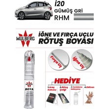 Wulberg Hyundai I20 Gümüş Gri Rhm Rötuş Boya 25 ml Iğne & Fırça Uçlu Kalıcı Çizik Giderici