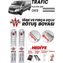 Wulberg Renault Trafic Platin Gri D69 Rötuş Boya 25 ml + Vernik Iğne & Fırça Uçlu Kalıcı Çizik Giderici