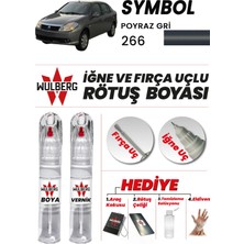 Wulberg Renault Symbol Poyraz Gri 266 Rötuş Boya 25 ml + Vernik Iğne & Fırça Uçlu Kalıcı Çizik Giderici