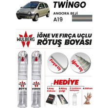 Wulberg Renault Twingo Angora Beji A19 Rötuş Boya 25 ml + Vernik Iğne & Fırça Uçlu Kalıcı Çizik Giderici