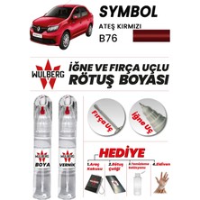 Wulberg Renault Symbol Ateş Kırmızı B76 Rötuş Boya 25 ml + Vernik Iğne & Fırça Uçlu Kalıcı Çizik Giderici