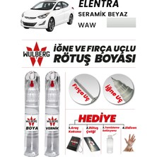 Wulberg Hyundai Elantra Seramik Beyaz Waw Rötuş Boya 25 ml + Vernik Iğne & Fırça Uçlu Kalıcı Çizik Giderici