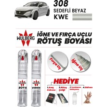 Wulberg Peugeot 308 Sedefli Beyaz Kwe Rötuş Boya 25 ml + Vernik Iğne & Fırça Uçlu Kalıcı Çizik Giderici