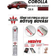 Wulberg Toyota Corolla Metalik Kırmızı 3k4 Rötuş Boya 25 ml Iğne & Fırça Uçlu Kalıcı Çizik Giderici