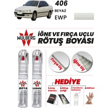 Wulberg Peugeot 406 Beyaz Ewp Rötuş Boya 25 ml + Vernik Iğne & Fırça Uçlu Kalıcı Çizik Giderici