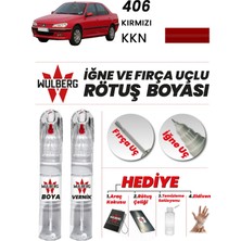 Wulberg Peugeot 406 Kırmızı Kkn Rötuş Boya 25 ml + Vernik Iğne & Fırça Uçlu Kalıcı Çizik Giderici