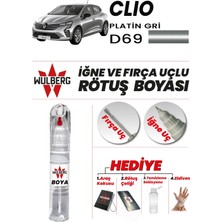 Wulberg Renault Clio Platin Gri D69 Rötuş Boya 25 ml Iğne & Fırça Uçlu Kalıcı Çizik Giderici