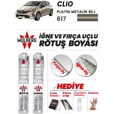 Wulberg Renault Clio Platin Beji 617 Rötuş Boya 25 ml + Vernik Iğne & Fırça Uçlu Kalıcı Çizik Giderici