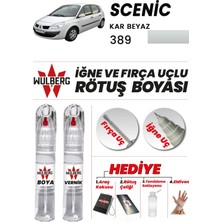Wulberg Renault Scenic Kar Beyaz 389 Rötuş Boya 25 ml + Vernik Iğne & Fırça Uçlu Kalıcı Çizik Giderici