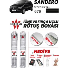 Wulberg Renault Sandero Sedefli Siyah 676 Rötuş Boya 25 ml + Vernik Iğne & Fırça Uçlu Kalıcı Çizik Giderici