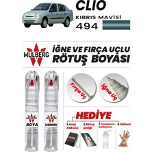 Wulberg Renault Clio Kıbrıs Mavisi 494 Rötuş Boya 25 ml + Vernik Iğne & Fırça Uçlu Kalıcı Çizik Giderici
