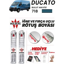 Wulberg Fiat Ducato Bulut Mavisi 718 Rötuş Boya 25 ml + Vernik Iğne & Fırça Uçlu Kalıcı Çizik Giderici